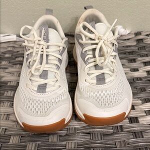 Keen Women's White and Gray Athletic Shoes with Brown Soles
